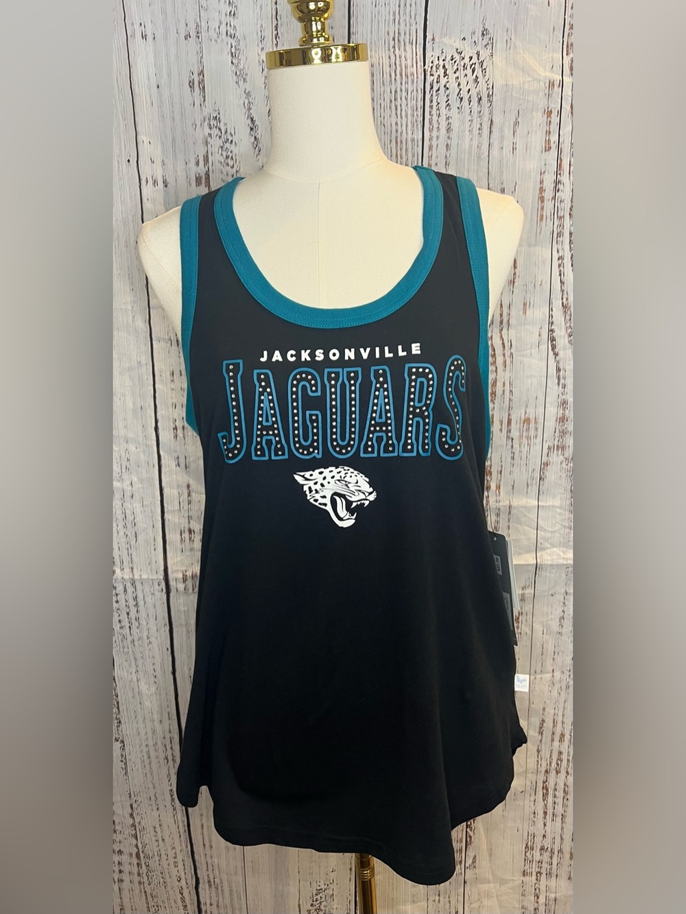 NWT Touch by Alyssa Milano Jacksonville Jaguars Rhinestone Tunic Tank L